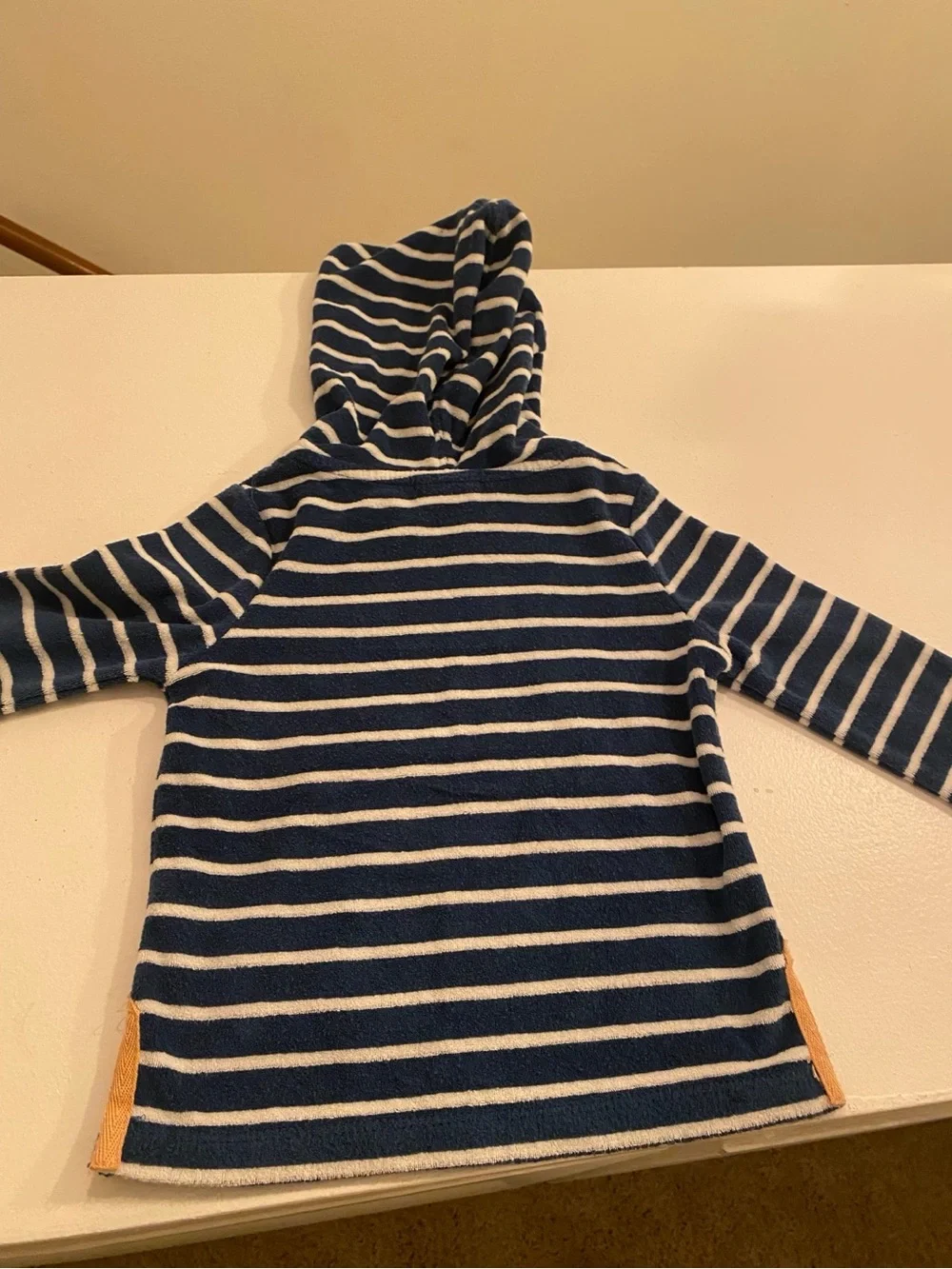 Caribbean Joe Kids Navy White Striped Terry Hooded Beach Cover-Up 2T
